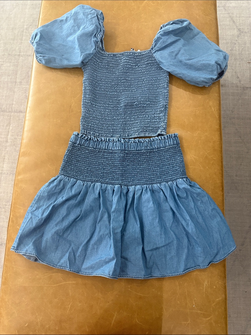 Janie and Jack Light Blue Smocked Puff Sleeve Matching Set